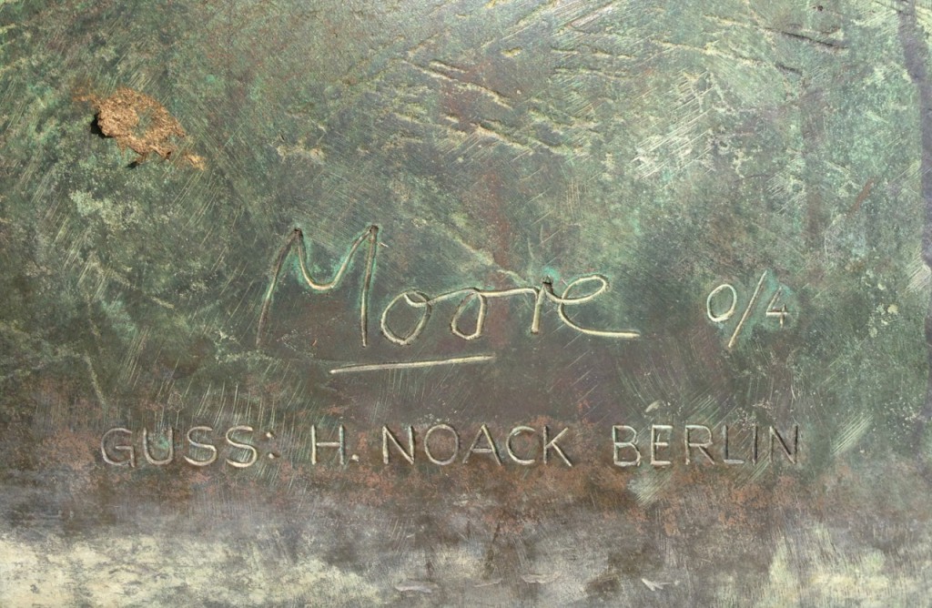 Photo of Henry Moore's signature on a sculpture