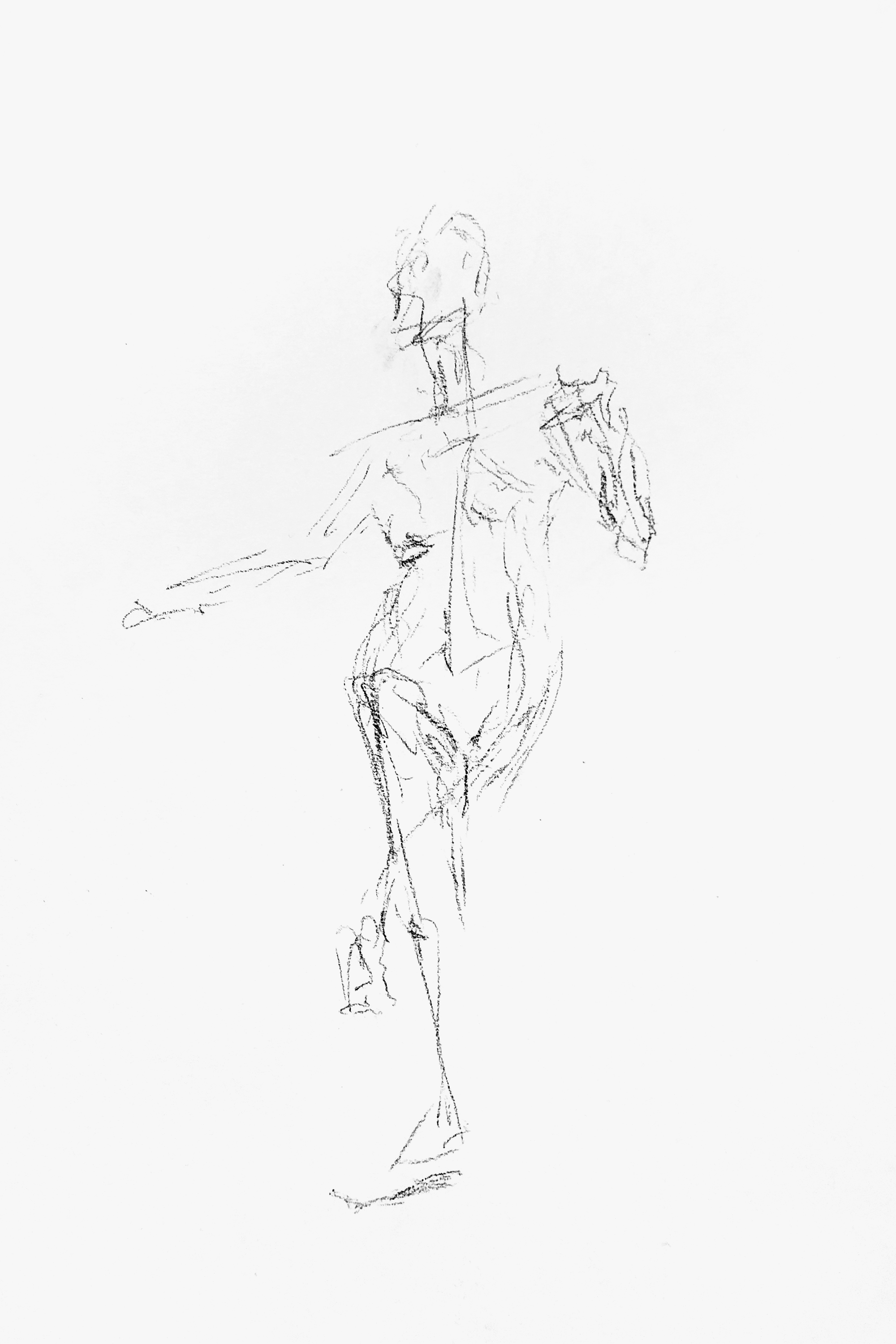 2 minute warmup life drawing in conté crayon