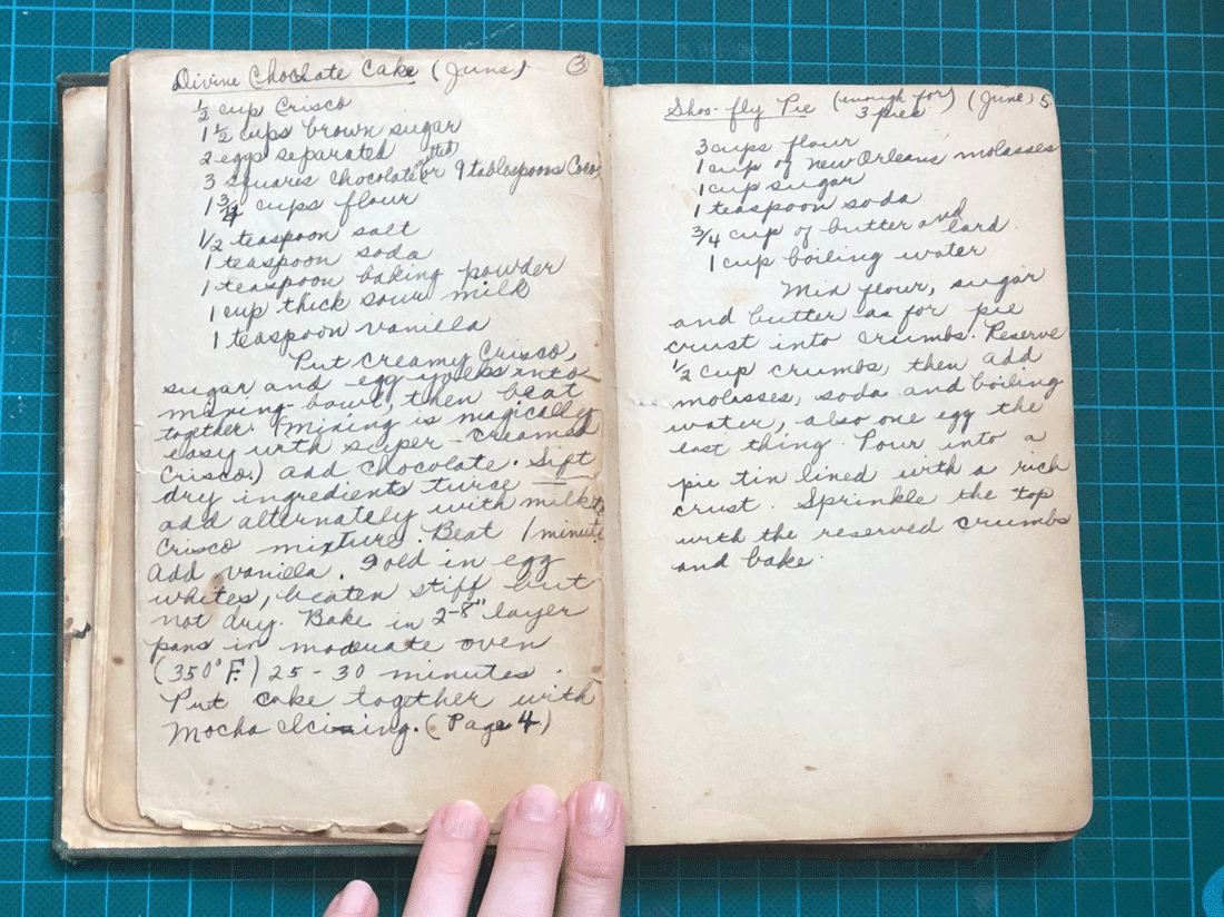 Handwritten recipes by my paternal grandmother