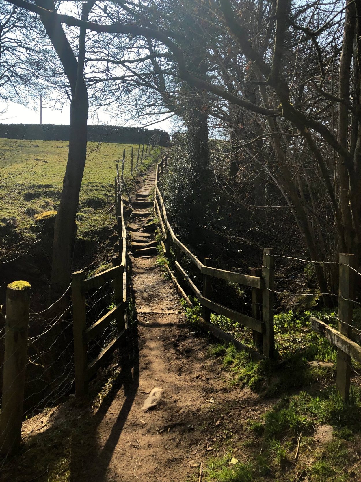 A public footpath with stairs in Addingham, West Yorkshire