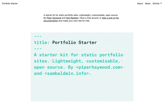 Screenshot of Portfolio Starter