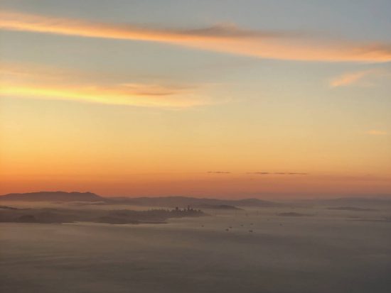 The sun setting over San Francisco in June