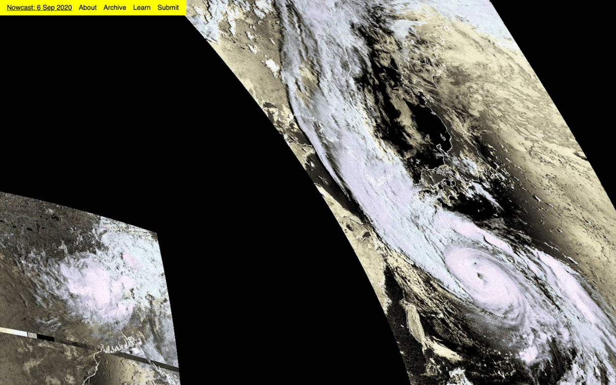 Screenshot of the Open-weather website showing a storm over Japan