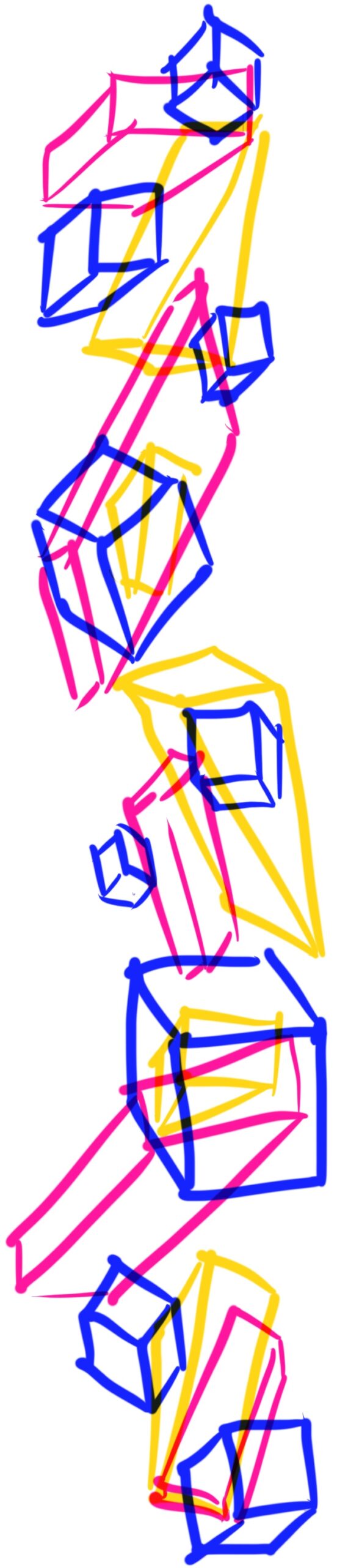 Illustration of blocks in yellow, pink, and blue