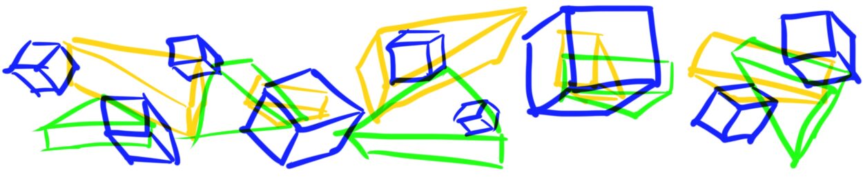 Illustration of blocks in yellow, green, and blue