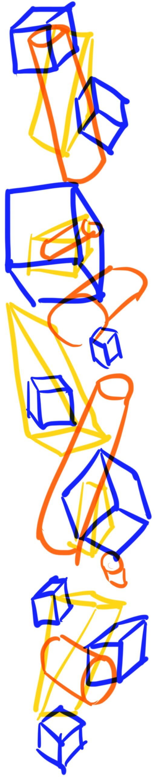 Illustration of blocks in blue, orange, and yellow
