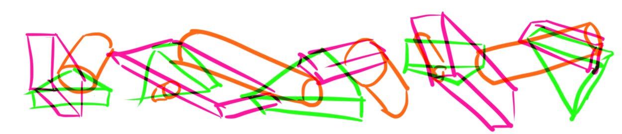 Illustration of blocks in orange, green, and pink