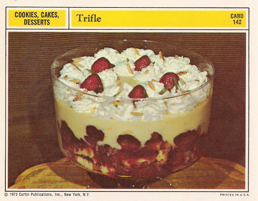 A recipe card for trifle from 1973
